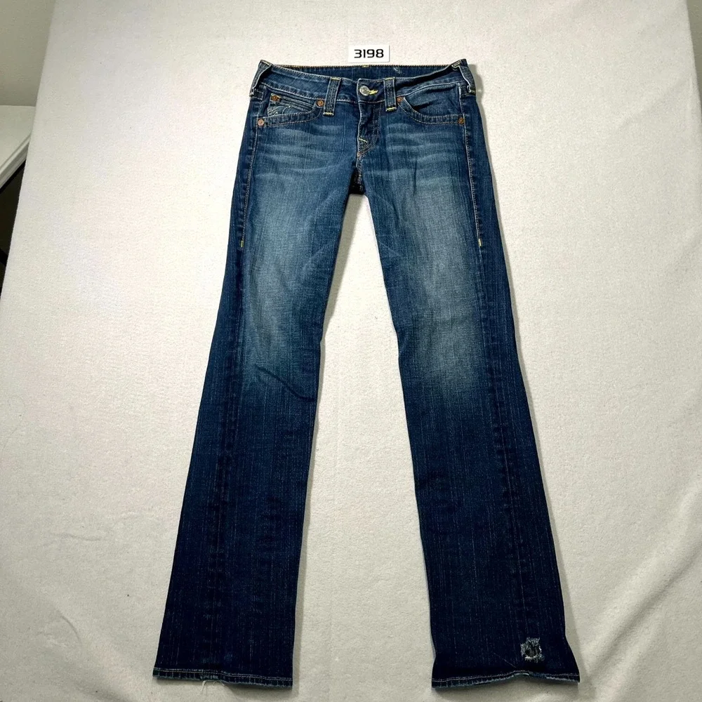 True Religion Johnny Jean Men 31 Blue Denim Stretch Medium Wash Straight Outdoor